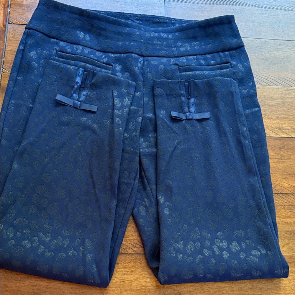 Crown & Ivy Navy leopard Patterned Straight Leg Pants